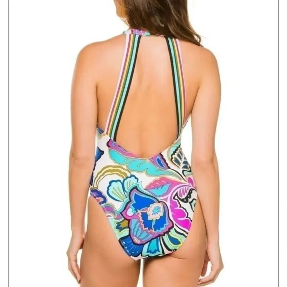 Trina Turk Floral halter swimsuits size 4
